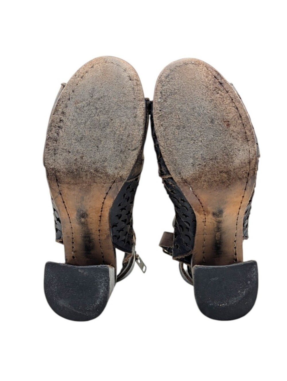 Freebird Theresa Distressed Leather Cutout Peep Toe Block Heel Booties Size 8 - Picture 9 of 12